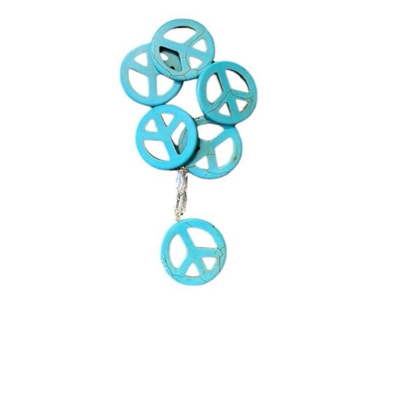 NWT Angela’s Designs handmade peace sign bead bracelet with dangling peace sign - Picture 1 of 6